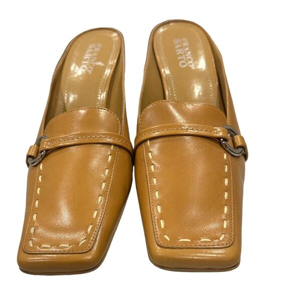 Franco Sarto camel mules Top stitching 3” block heel size 9 slip ons - Picture 1 of 9